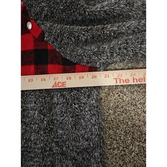 Scarlet Rose Sherpa Buffalo Plaid Shirt Snaps Mock Neck Sz Large Cabincore Cozy - Picture 7 of 11
